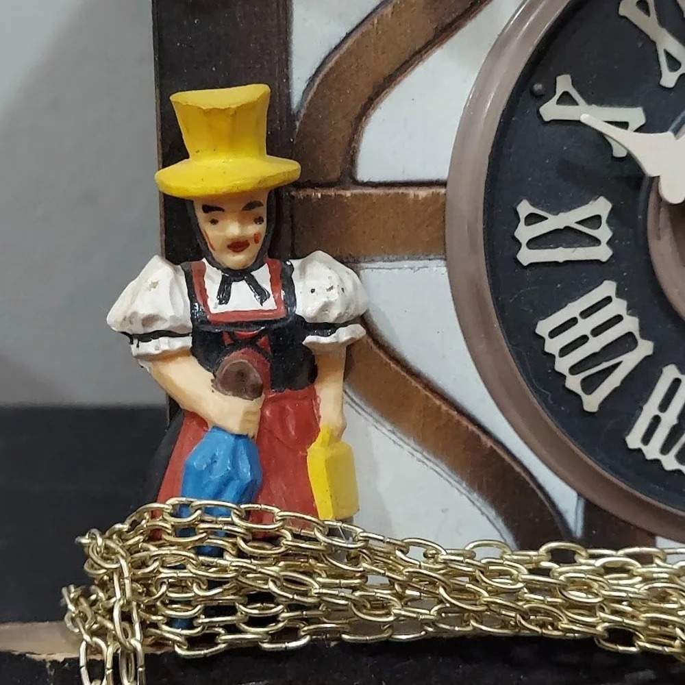 Vintage German Cuckoo Clock Swiss Musical Movement Cuendet Dancing Figures 10/22